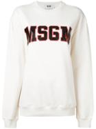 Msgm Logo Print Sweatshirt, Women's, Size: Medium, Nude/neutrals, Cotton