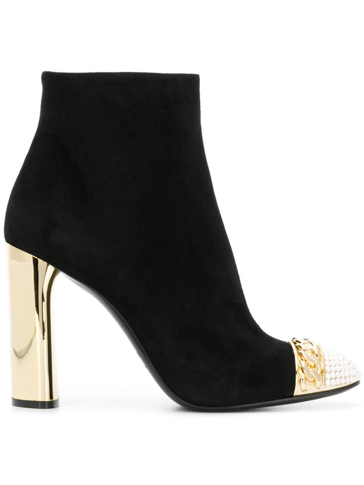 Casadei Chain Embellished Ankle Boots - Black