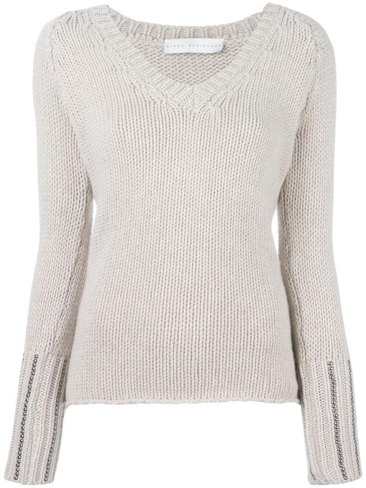 Giada Benincasa V Neck Jumper, Women's, Size: Medium, Nude/neutrals, Wool