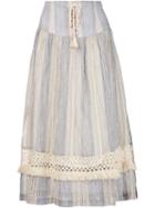 Sea Striped Lace-up Skirt, Women's, Size: 4, Blue, Cotton/spandex/elastane