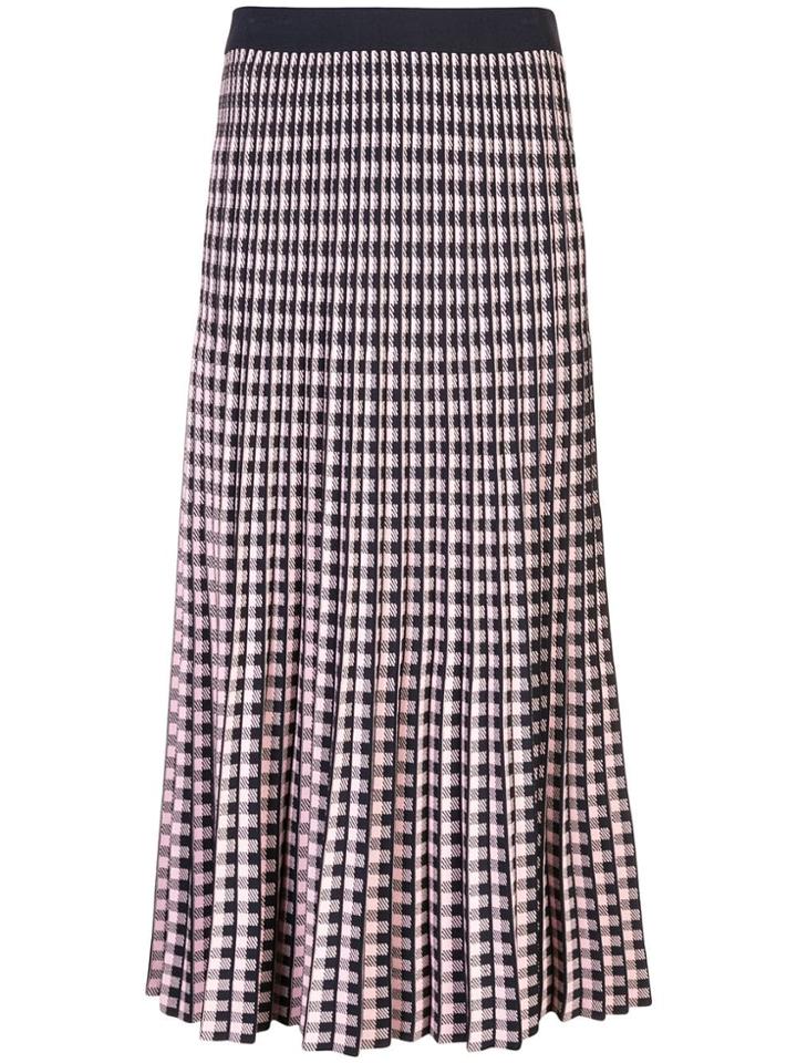 Derek Lam 10 Crosby Pleated Gingham Jacquard Skirt - Blue