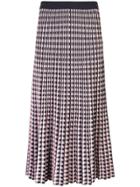 Derek Lam 10 Crosby Pleated Gingham Jacquard Skirt - Blue