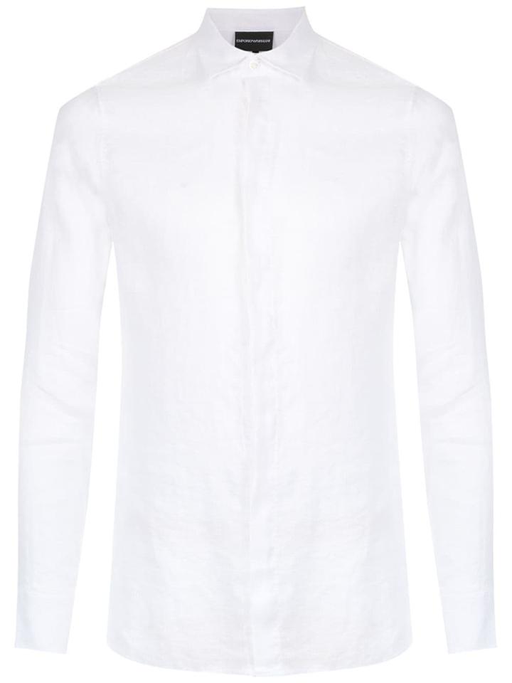 Emporio Armani Long-sleeve Linen Shirt - White