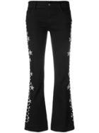 Wandering Faux Pearl And Gemstone Embellished Cropped Trousers - Black