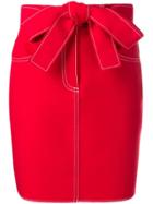 Msgm Stitching Detail Belted Skirt - Red