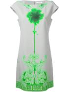 Versace Collection Neon Print Shift Dress, Women's, Size: 40, Grey, Cotton/polyester/spandex/elastane/viscose