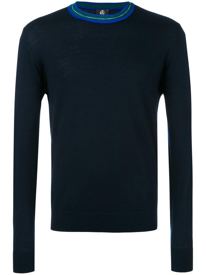 Ps By Paul Smith Crew Neck Jumper, Men's, Size: Small, Blue, Nylon/merino
