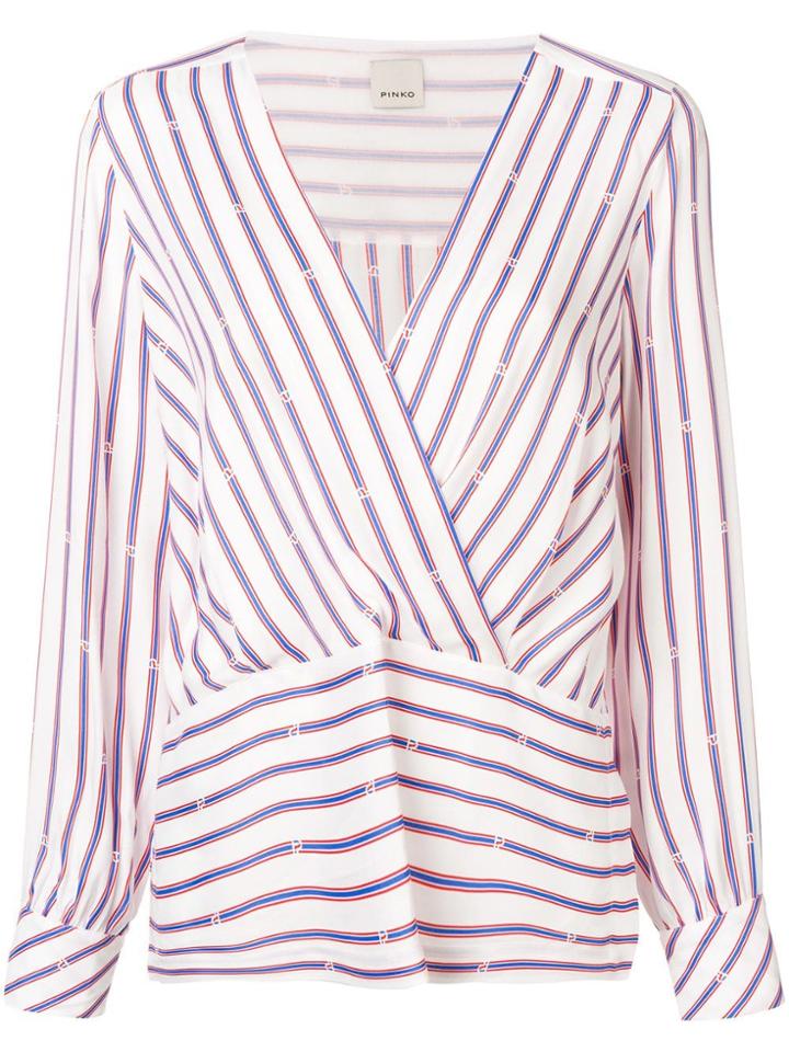 Pinko Striped V-neck Blouse - White