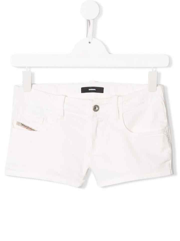 Diesel Kids Teen Priraz-n Denim Shorts - White