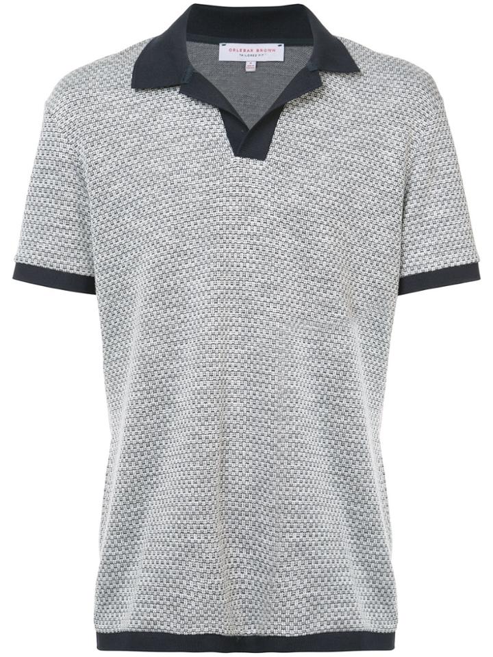 Orlebar Brown Textured Knit Shortsleeved Polo Shirt - Blue