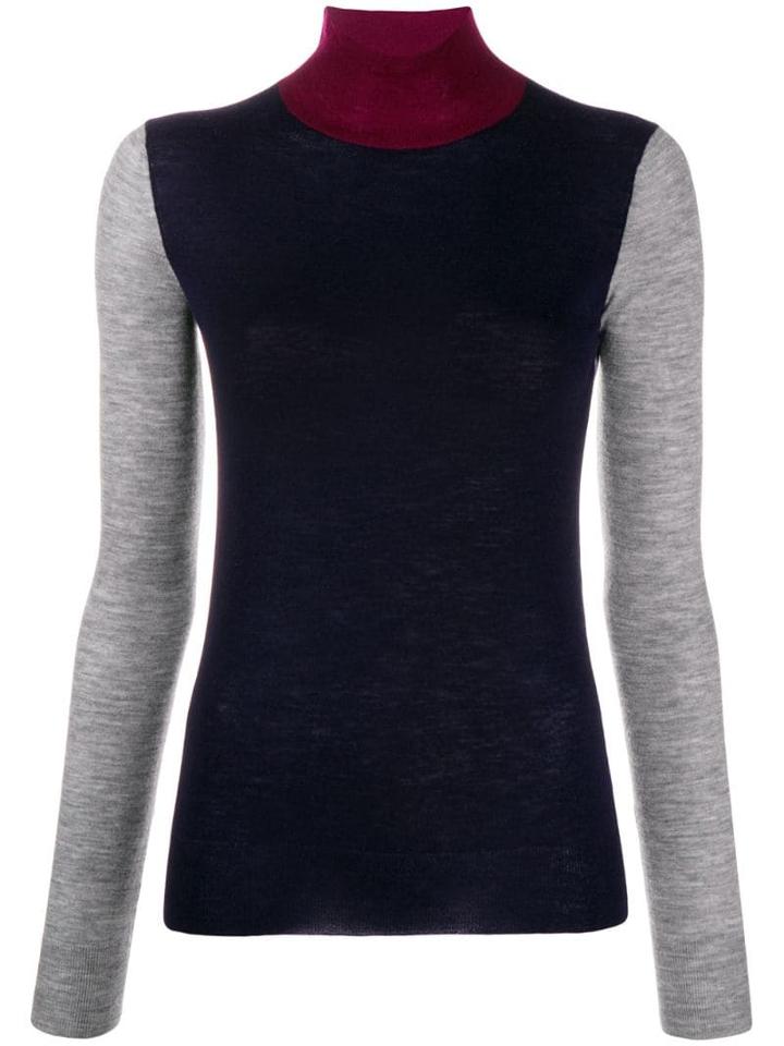 Joseph Turtleneck Colour Block Jumper - Grey