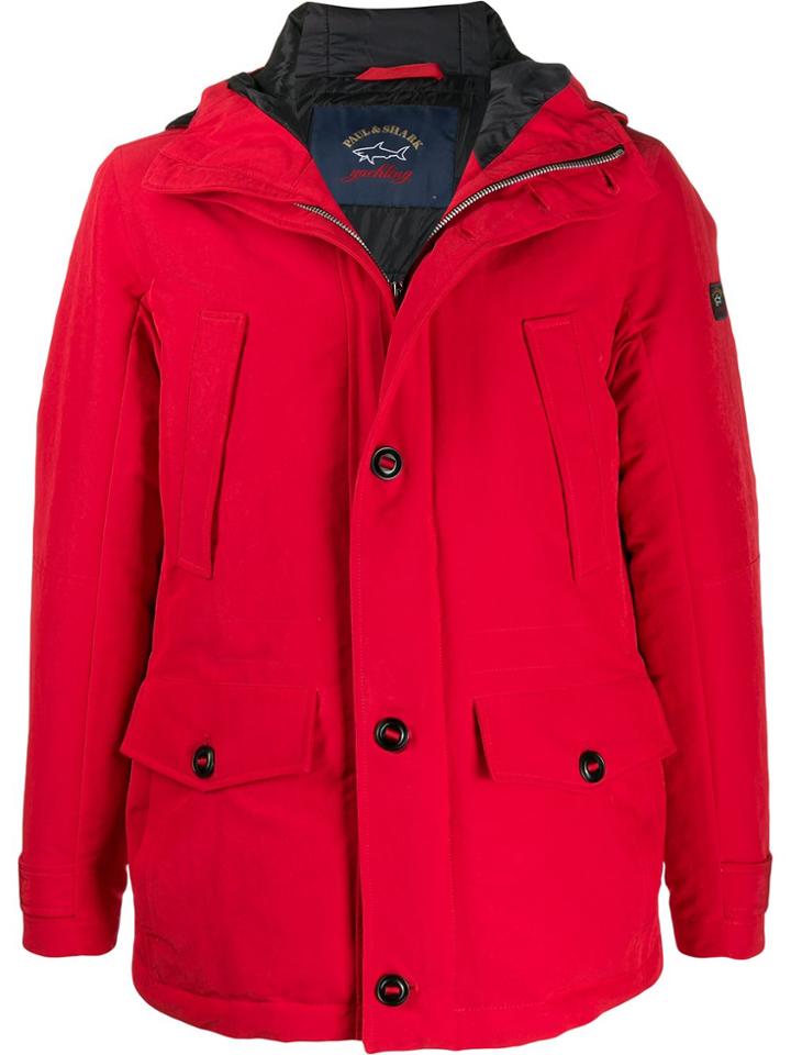 Paul & Shark Hooded Padded Jacket - Red