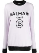 Balmain Logo Oversized Jumper - Purple