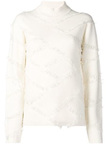 Chen Peng Fringed Jumper - White