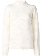 Chen Peng Fringed Jumper - White