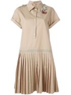 No21 Pleated Shirt Dress, Women's, Size: 42, Brown, Cotton