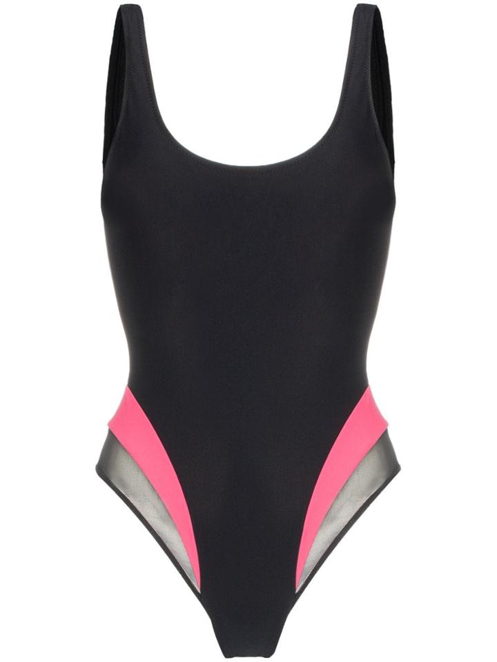 Heron Preston Striped Low Back Swimsuit - Black