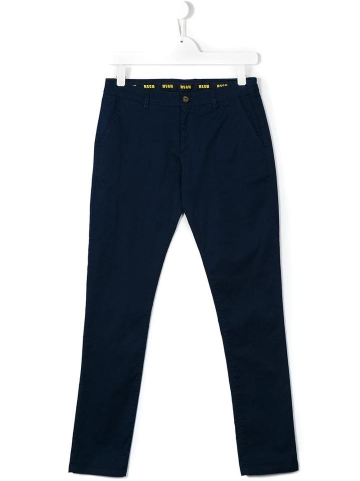 Msgm Kids Classic Chinos, Boy's, Size: 14 Yrs, Blue