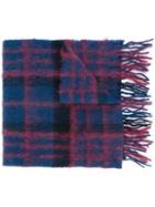 Paul Smith Checked Scarf, Women's, Blue, Mohair/lambs Wool