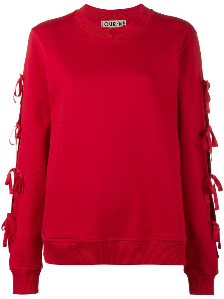 Jour/né - Lace-up Knitted Jumper - Women - Cotton - 40, Women's, Red, Cotton