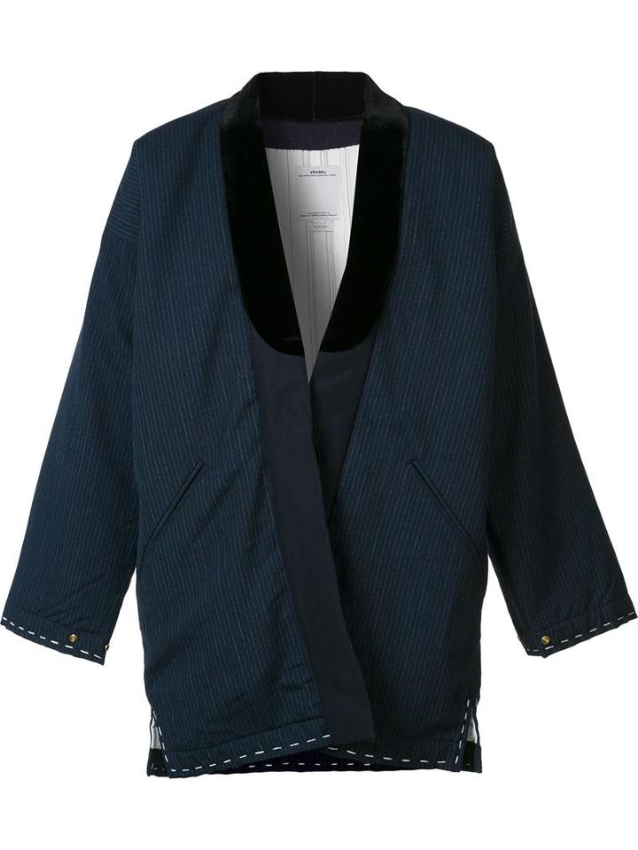 Visvim Stitching Detail Kimono Jacket, Men's, Size: 3, Blue, Cotton/acetate/wool/mohair