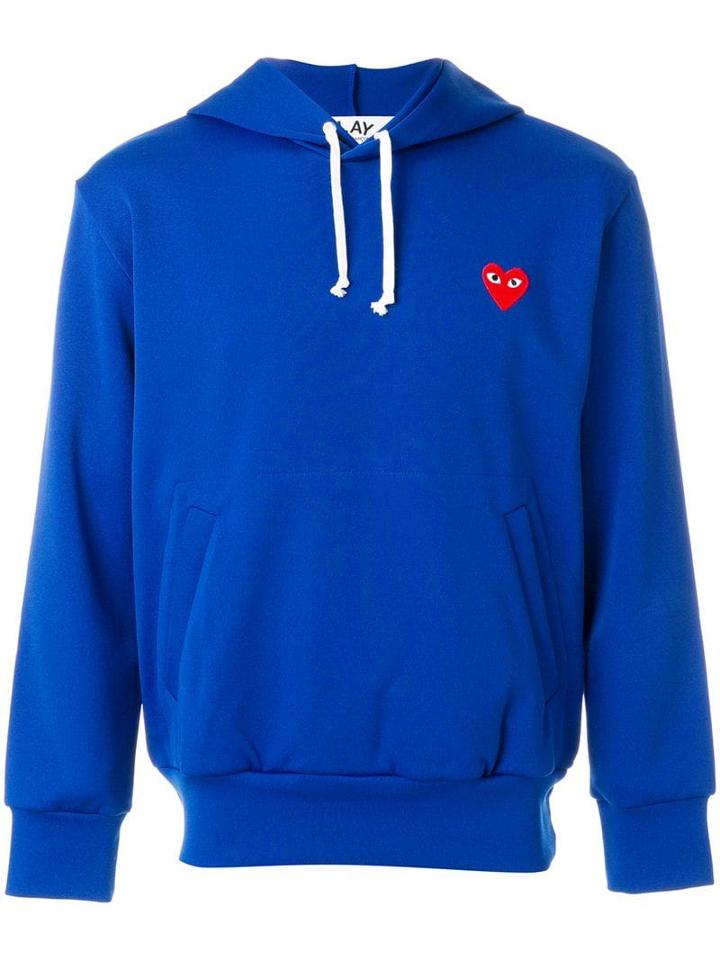 Comme Des Garçons Play Heart Appliqué Hoodie - Blue