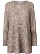 Ermanno Scervino - Loose Fit Jumper - Women - Cotton/polyamide/wool/alpaca - S, Brown, Cotton/polyamide/wool/alpaca