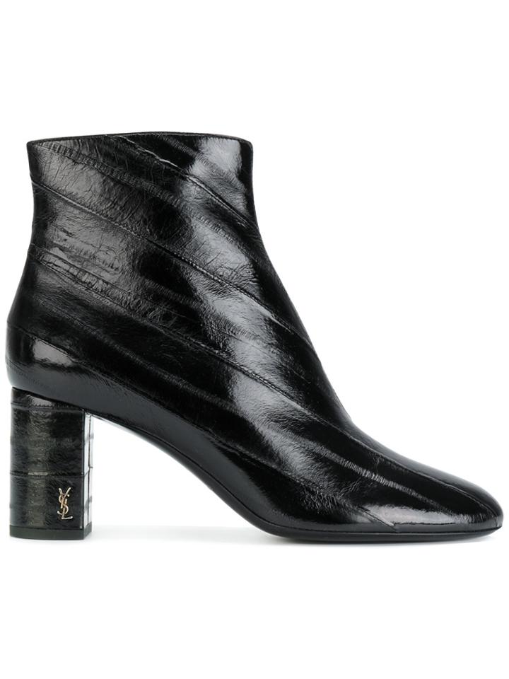 Saint Laurent Textured Ankle Boots - Black