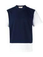 Marni Two Tone T-shirt, Men's, Size: 52, Blue, Cotton