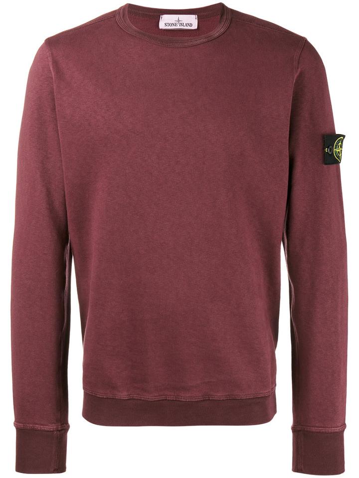 Stone Island - Logo Sleeve Sweatshirt - Men - Cotton - L, Red, Cotton