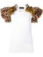 Dsquared2 - Leopard Puff Sleeve T-shirt - Women - Cotton/polyester - S, White, Cotton/polyester