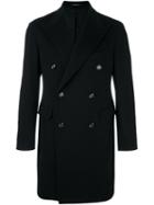 Tagliatore Double Breasted Coat, Men's, Size: 50, Black, Cupro/cashmere/virgin Wool