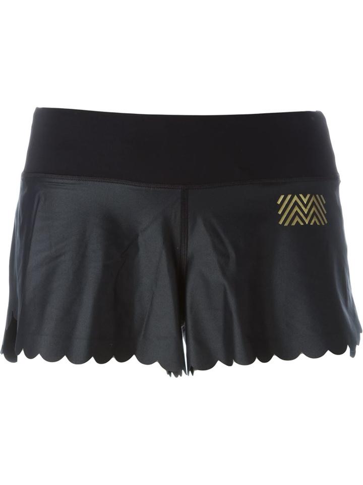 Monreal London Scallop Shorts, Women's, Size: Medium, Black, Polyamide/spandex/elastane