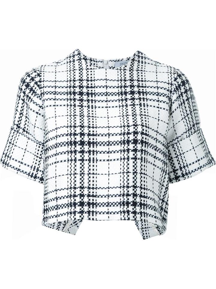 Fad Three Diagonal Back Opening Checked Blouse