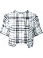 Fad Three Diagonal Back Opening Checked Blouse