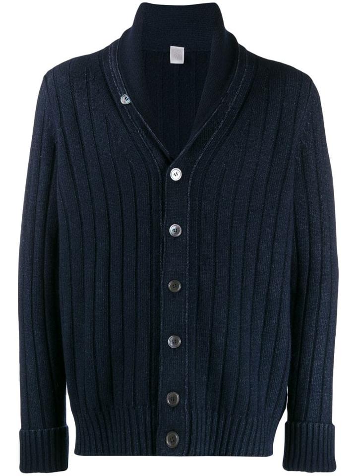 Eleventy Ribbed Knit Cardigan - Blue