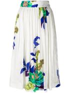 Etro Floral Print Pleated Skirt - White