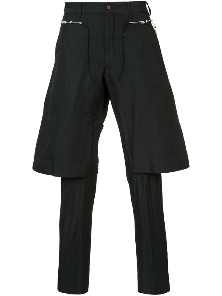 Layered Tailored Cropped Trousers - Men - Polyester - 4, Black, Polyester, Comme Des Garçons Homme Plus