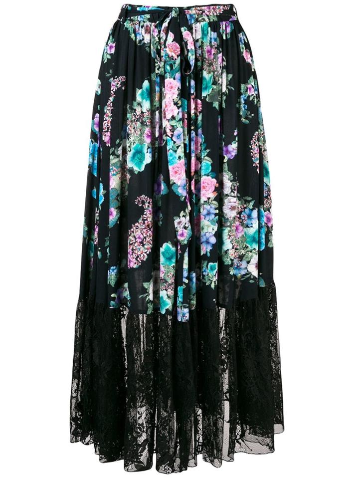 Blugirl Floral Print Full Skirt - Black