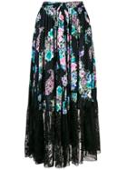 Blugirl Floral Print Full Skirt - Black
