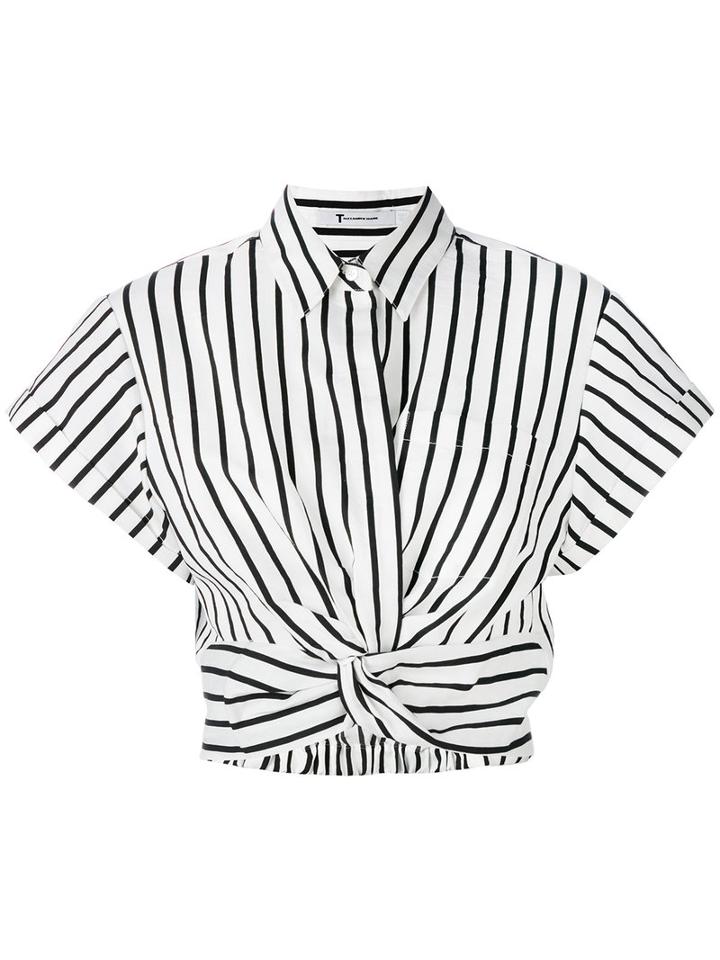 T By Alexander Wang - Striped Crop Top - Women - Cotton/polyester - 0, White, Cotton/polyester