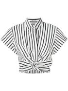 T By Alexander Wang - Striped Crop Top - Women - Cotton/polyester - 0, White, Cotton/polyester