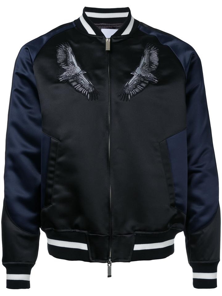 Yoshio Kubo - Embroidered Eagle Baseball Jacket - Men - Polyester - 1, Black, Polyester