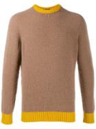 Drumohr Contrast Neck Textured Sweater - Brown