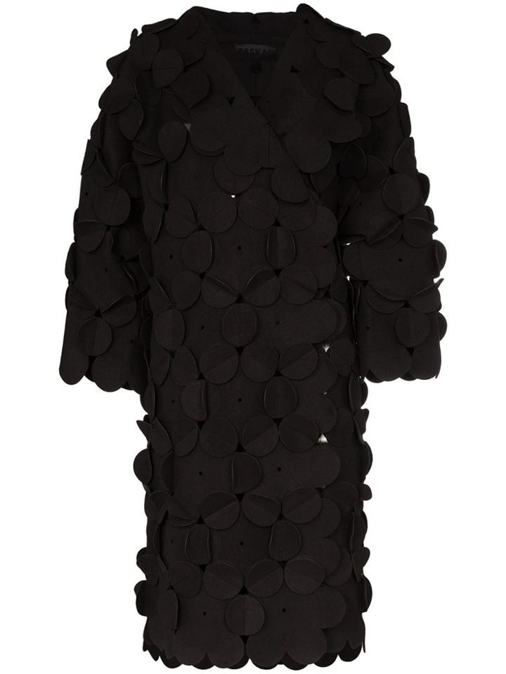 Paskal Floral Appliqué Coat - Black