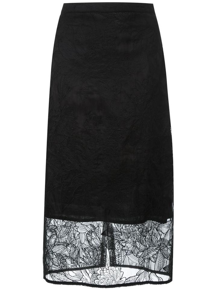 Megan Park Florina Lacework Skirt, Women's, Size: 14, Black, Silk/viscose