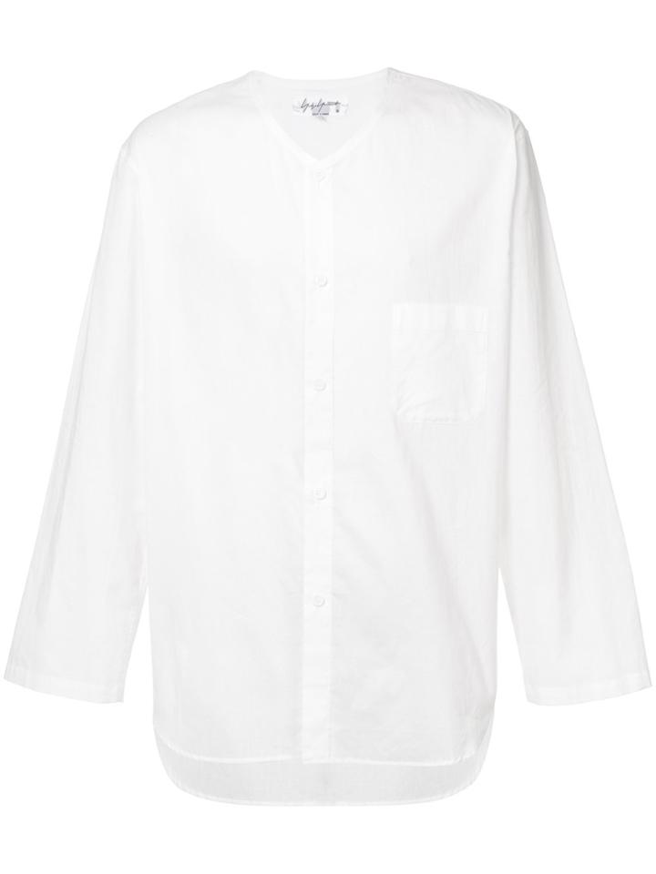 Yohji Yamamoto Oversized Collarless Shirt - White