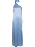 Monse One Shoulder Choker Gown, Women's, Size: 2, Blue, Silk/acetate/viscose