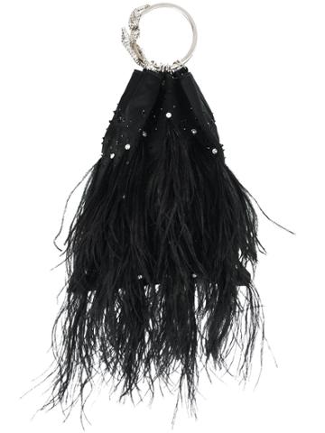Valentino Vintage Crystal-embellished Feather Bag - Black