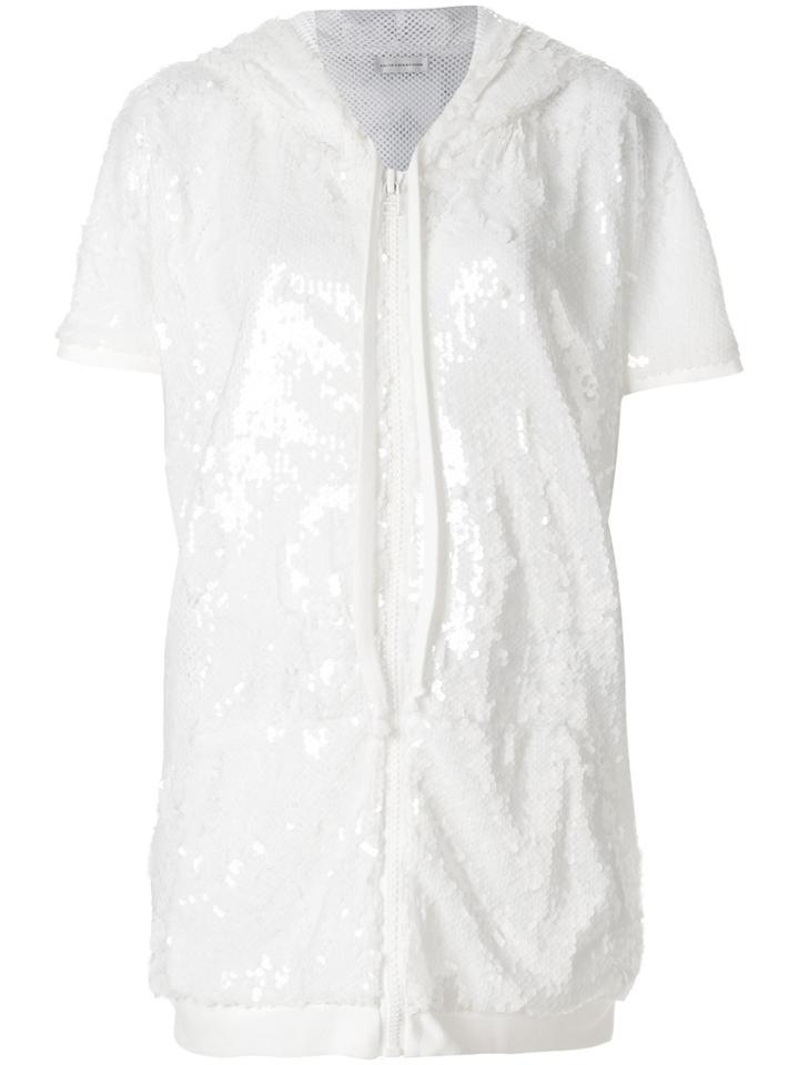 Faith Connexion Sequinned Short Sleeve Hoodie - White